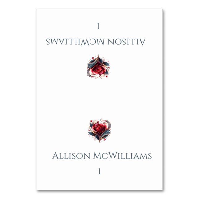 Bröllop-platskort - Modern Hjärtformade Ro Bordsnummer (Framsidan)