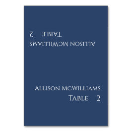 Bröllop-platskort - Mörk blått och vita Bordsnummer