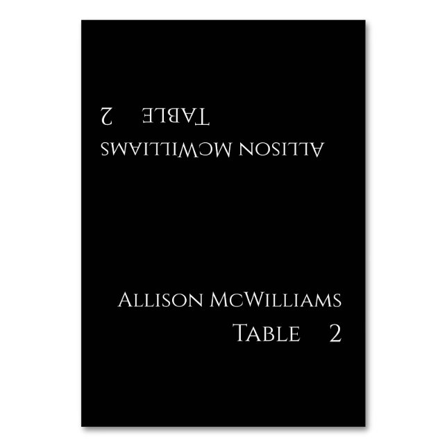 Bröllop-platskort - svart och vitt bordsnummer (Framsidan)