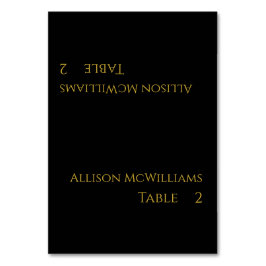 Bröllop-platskort - Svarta och Guld- Bordsnummer