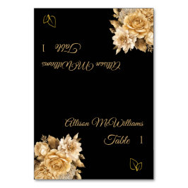 Bröllop-platskort - Vegetarian-Golden Elegance- Bordsnummer