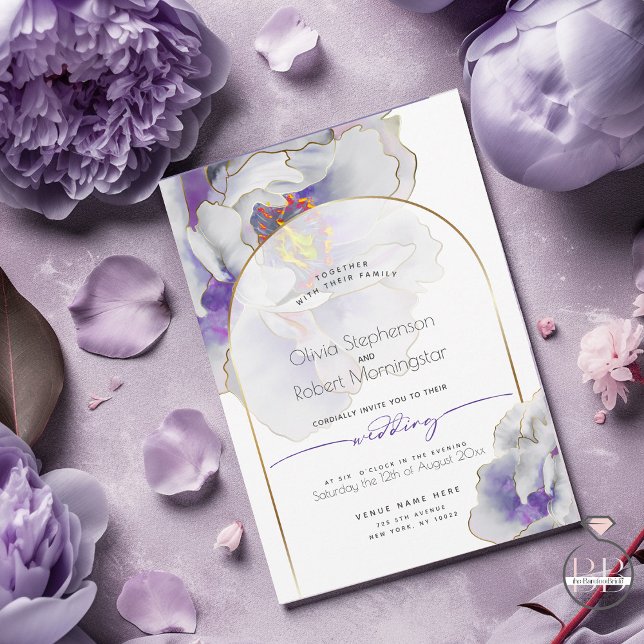 BRÖLLOP | Plum Lila Fantasy Peony Arch Inbjudningar (Skapare uppladdad)