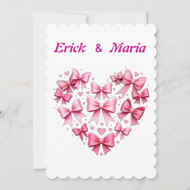Bröllop plus Alla hjärtans dags rosetter rosa  Inbjudningar (Framsida)