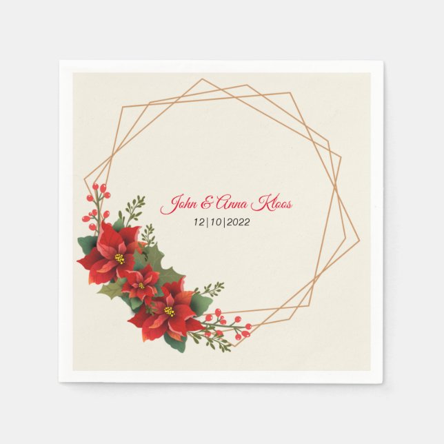 Bröllop Poinsettia Napkins Pappersservett (Framsidan)