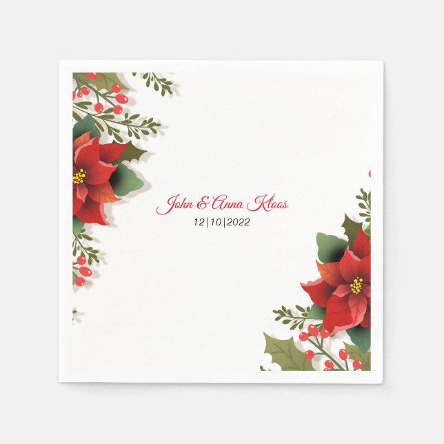 Bröllop Poinsettia Napkins Pappersservett (Framsidan)
