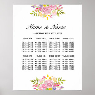 Bröllop Poster 8 Plattor för Rosa Blommigt Blommor