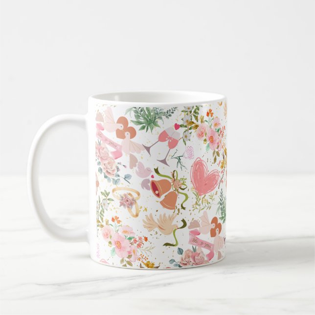 Bröllop prydnadsföremål mönster kaffemugg (Vänster)