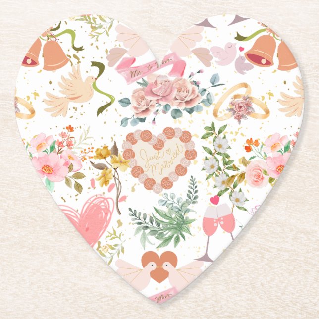 Bröllop prydnadsföremål mönster underlägg papper (Framsida)