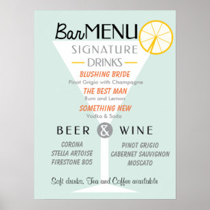 Bröllop Pub, Cocktail namnteckning, Drink. Poster