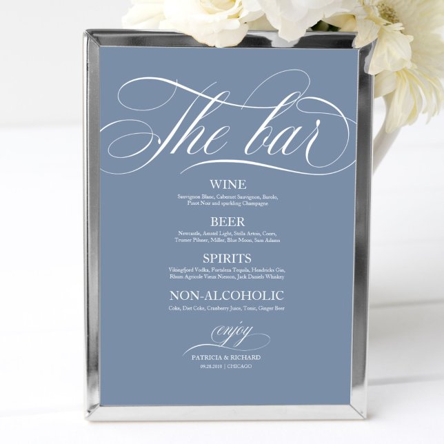 Bröllop Pub Menu-Chicen  Dusty Blue Poster (Skapare uppladdad)