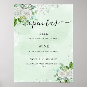 Bröllop pub-meny blommigt eucalyptus grönt poster