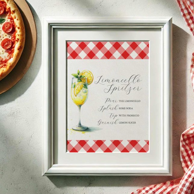 Bröllop Pub Sign Limoncello Spritzer Recipe Poster (Wedding signs Italian pizza party limoncello spritzer by Do Tell A Belle)