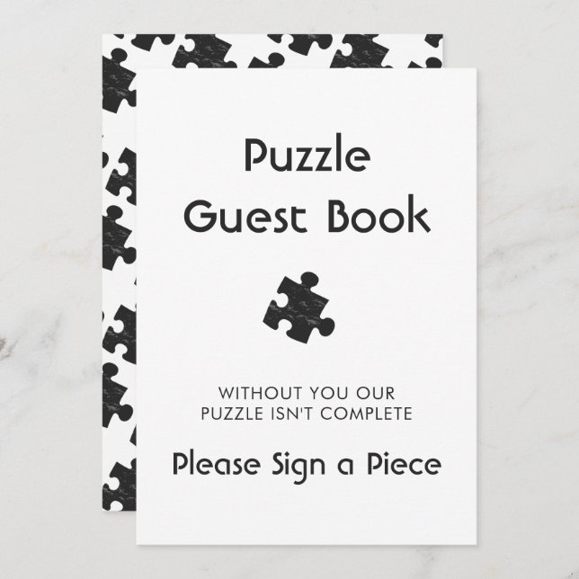 Bröllop Puzzle Guest Bok Sign (Fram/baksida)