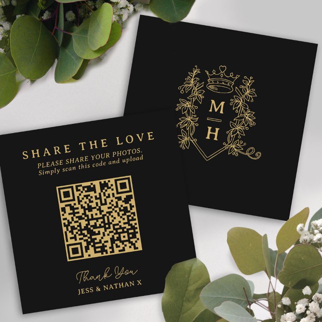Bröllop QR-foto  kärlek-krona, monogram Tilläggskort (Skapare uppladdad)