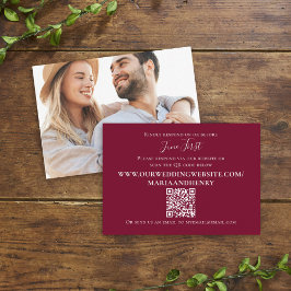 Bröllop QR-kod Burgundy-Elegantens fotoOSA Tilläggskort