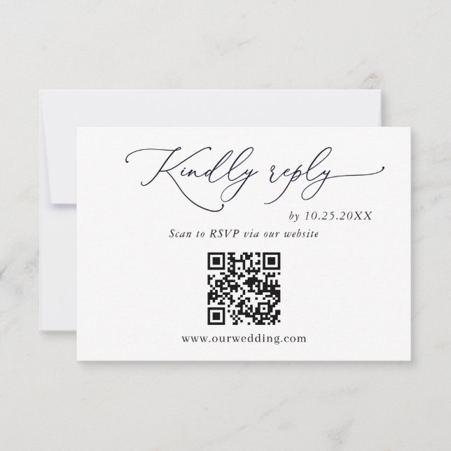 Bröllop QR-kodsFOTO (Elegant) - minimalistiskt QR- OSA Kort (Framsida)
