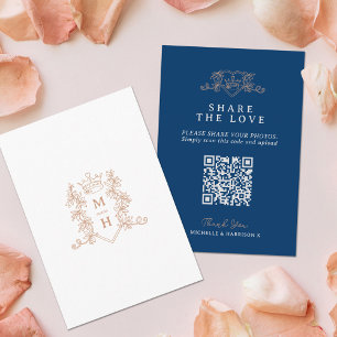Bröllop QR krona med kärlek, monogram vitt Tilläggskort