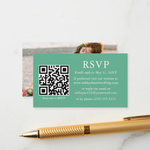 Bröllop QR Photo Neo Mint Grönt OSA Tilläggskort