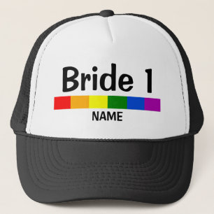 Bröllop Rainbow Flagga Banner Bride 1 Namn Keps