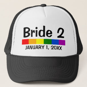 Bröllop Rainbow Flagga Banner Bride 2 Keps