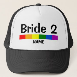 Bröllop Rainbow Flagga Banner Bride 2 Namn Keps