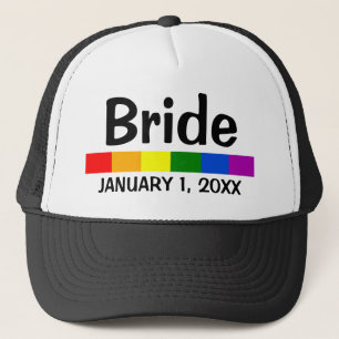 Bröllop Rainbow Flagga Banner Bride Keps