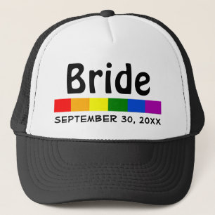 Bröllop Rainbow Flagga Banner Bride Truckerkeps