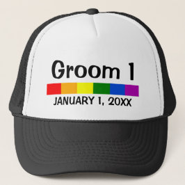 Bröllop Rainbow Flagga Banner Groom 1 Keps