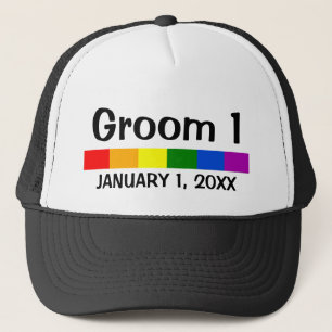 Bröllop Rainbow Flagga Banner Groom 1 Keps