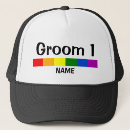 Bröllop Rainbow Flagga Banner Groom 1 Namn Keps