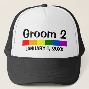 Bröllop Rainbow Flagga Banner Groom 2 Keps