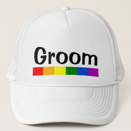 Bröllop Rainbow Flagga Banner Groom Keps
