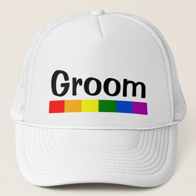 Bröllop Rainbow Flagga Banner Groom Keps (Framsida)