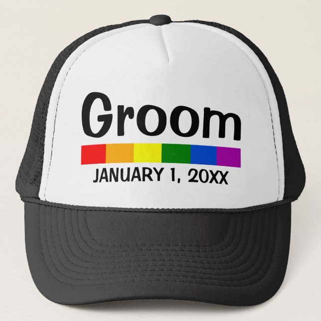 Bröllop Rainbow Flagga Banner Groom Keps (Framsida)