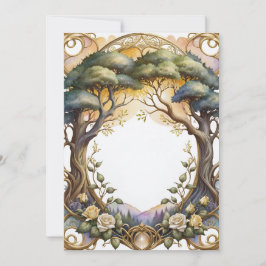 bröllop ram guld och blomstermagi inbjudningar