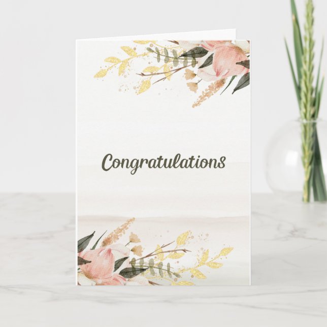 Bröllop Red Blommigt Watercolor Grattiss Kort (Framsida)
