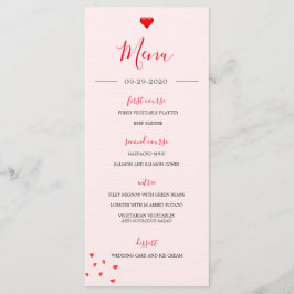 Bröllop Red Heart Modern Simple Bröllop Menu Program