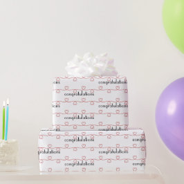 Bröllop Red Hearts on White Presentpapper