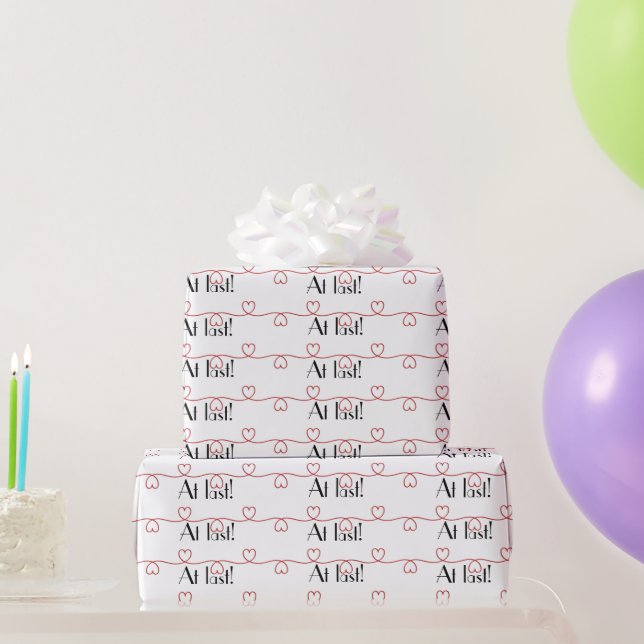 Bröllop Red Hearts on White Presentpapper (Festgåvor)