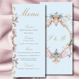 Bröllop ReEmergency Era Monogram Blue Menu Meny