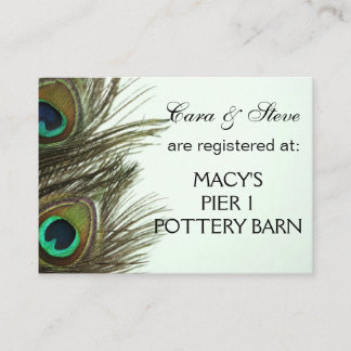 Bröllop register Peacock Feather Cards Tilläggskort