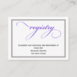 Bröllop-registreringskort för lila-skript tilläggskort