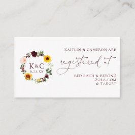 Bröllop registreringskort Solros Burgundy Ro Tilläggskort