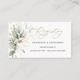 Bröllop-registreringskortet Greenery Guld Blommigt Placeringskort