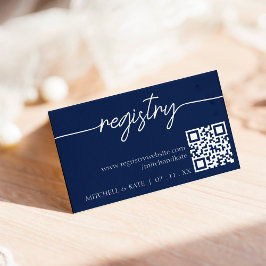 Bröllop registreringsnummer QR Kod marin blå och v Tilläggskort
