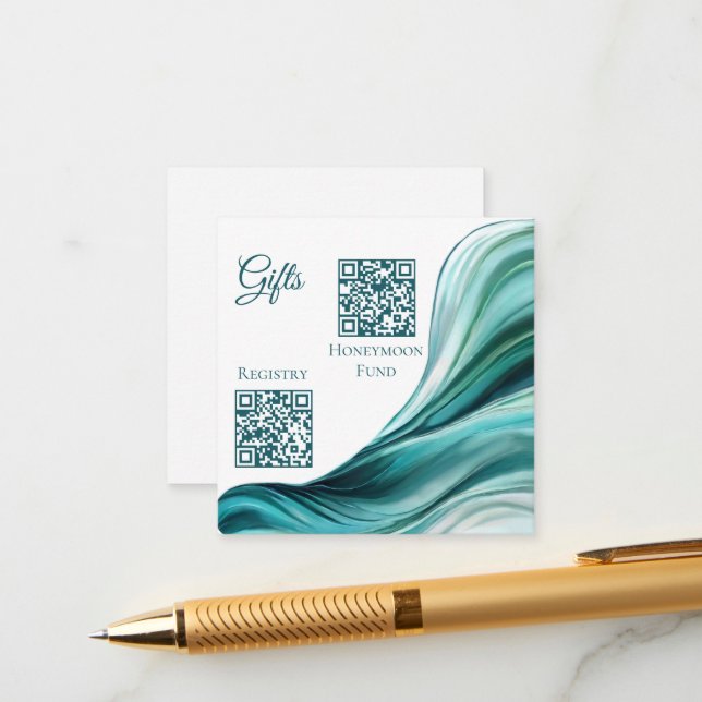 Bröllop Registry-Modern Abstrakt Emerald Grönt- Tilläggskort (Fram/Back In Situ)