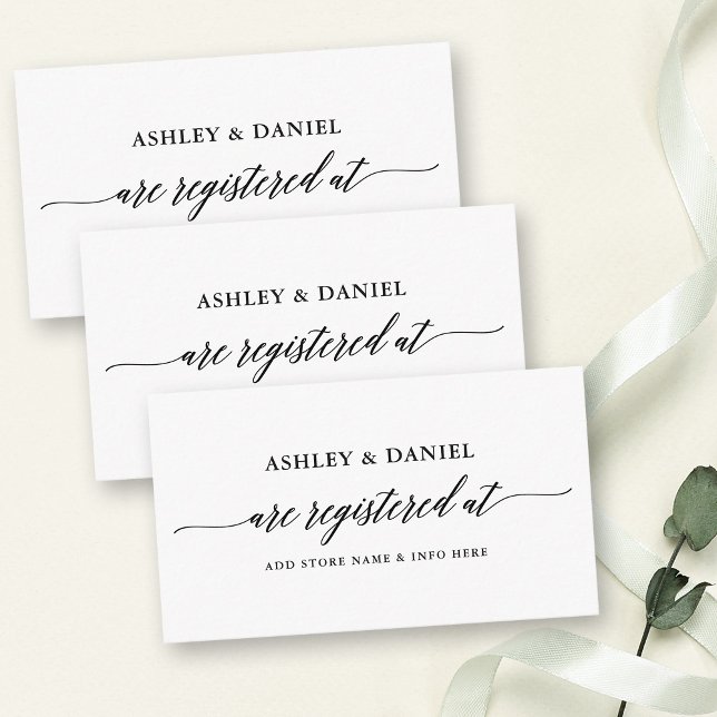 Bröllop Registry Modern Elegant Calligraphy Tilläggskort (Customize to change your personalized text size, color, style or to add more text to back of card.)