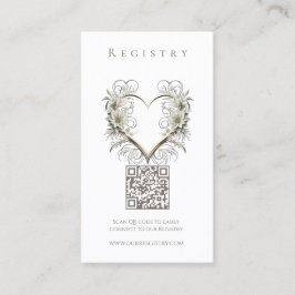 Bröllop Registry-Modern Flowers med hjärta Visitkort