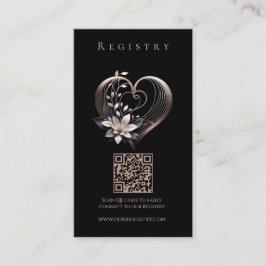 Bröllop Registry-Modern Rosa Heart with Flowers Visitkort