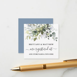 Bröllop Registry Watercolor Greenery Dusty Blue Tilläggskort